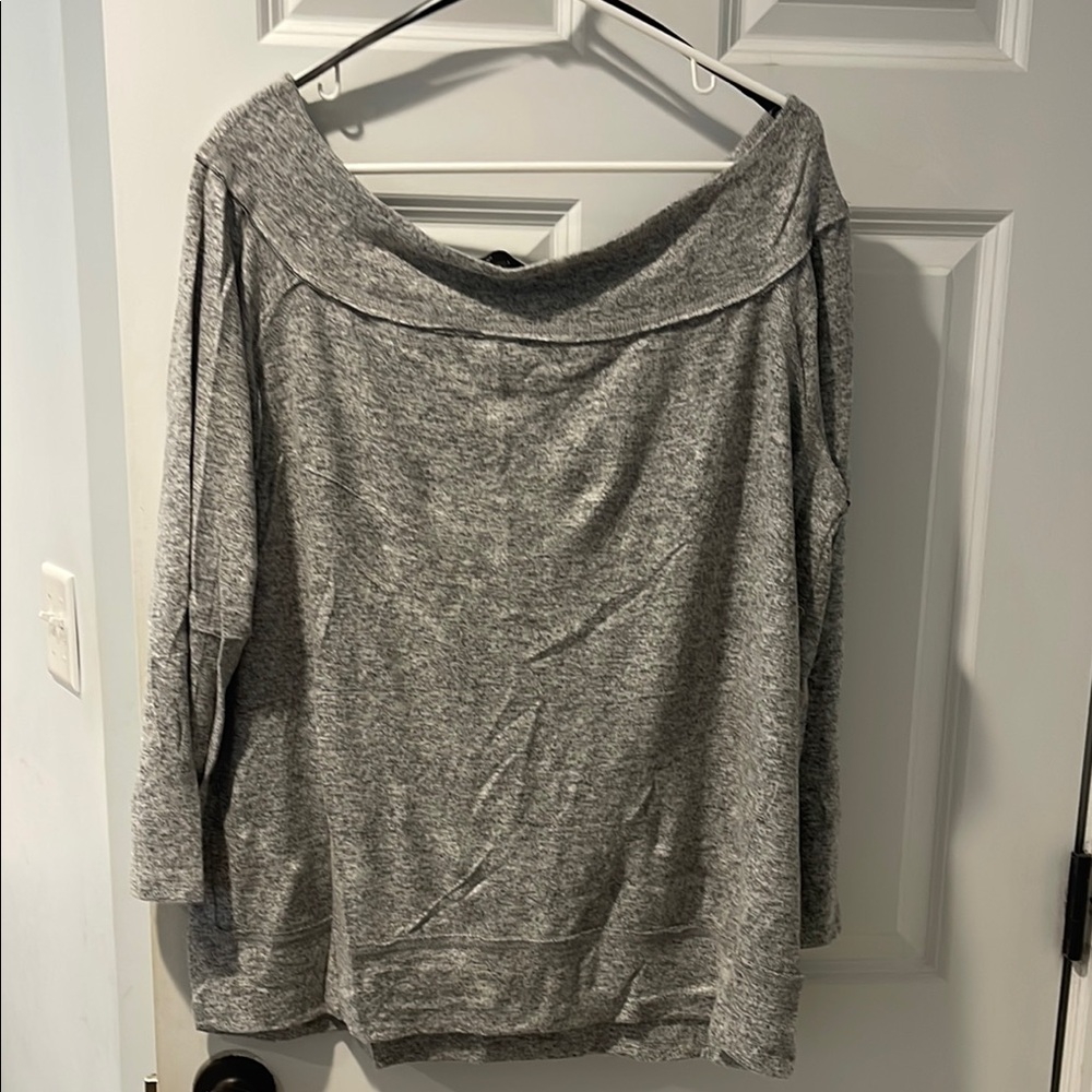 Gibson Heather Gray Off-Shoulder Sweater